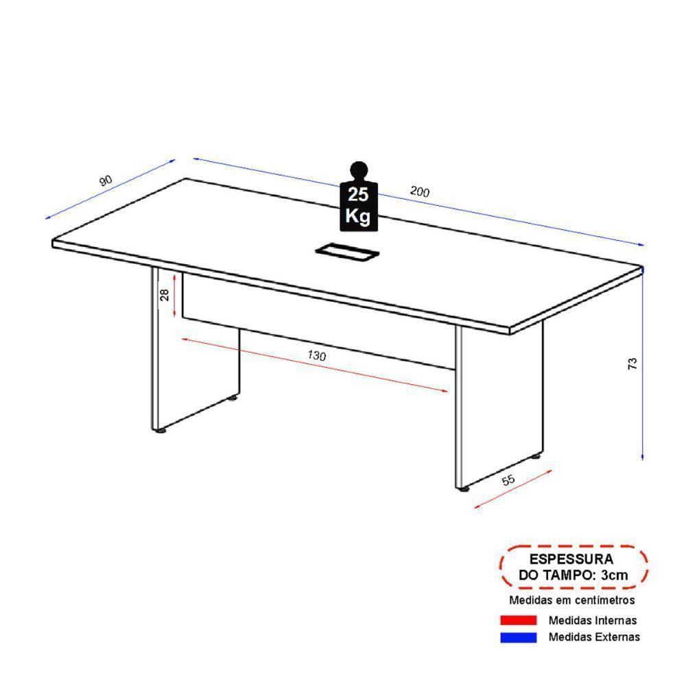Mesa De Escritório Reunião 200cm Com Caixa De Tomadas Multimóveis Cr25334 Sevilha Preto - 4