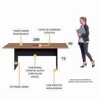 Mesa De Escritório Reunião 200cm Com Caixa De Tomadas Multimóveis Cr25334 Sevilha Preto - 3