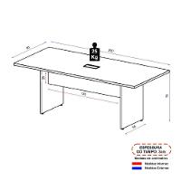 Mesa De Escritório Reunião 200cm Com Caixa De Tomadas Multimóveis Cr25334 Sevilha Preto