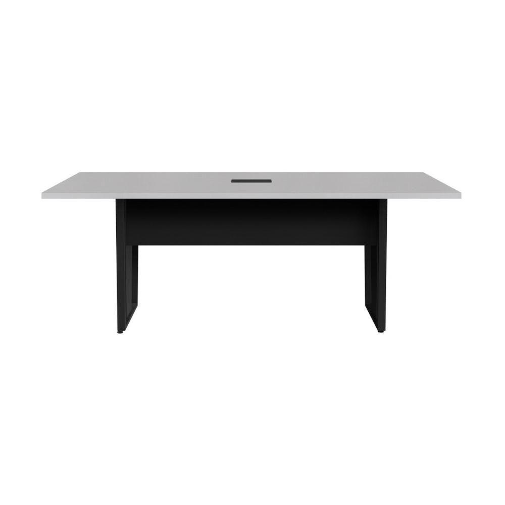 Mesa De Escritório Reunião 200cm Com Caixa De Tomadas Multimóveis Cr25335 Cinza Preto - 2