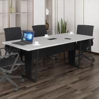 Mesa De Escritório Reunião 200cm Com Caixa De Tomadas Multimóveis Cr25335 Cinza Preto - 1