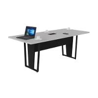 Mesa De Escritório Reunião 200cm Com Caixa De Tomadas Multimóveis Cr25335 Cinza Preto - 3