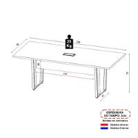 Mesa De Escritório Reunião 200cm Com Caixa De Tomadas Multimóveis Cr25335 Cinza Preto - 5