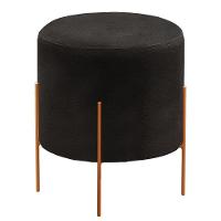 Conjunto - 2 Puff Banqueta Odim Bronze Luxo Castellar Móbile Corino Preto