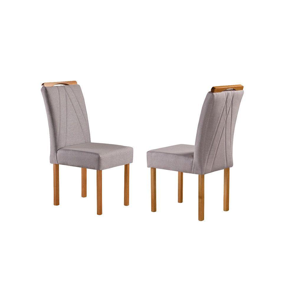 Conjunto Sala De Jantar 6 Lug Mesa E Cadeira Moveis Mundial Mel/off White/cinza - 3