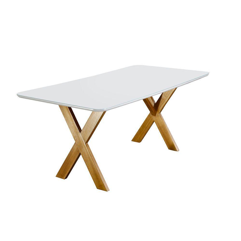 Conjunto Sala De Jantar 6 Lug Mesa E Cadeira Moveis Mundial Mel/off White/cinza - 4