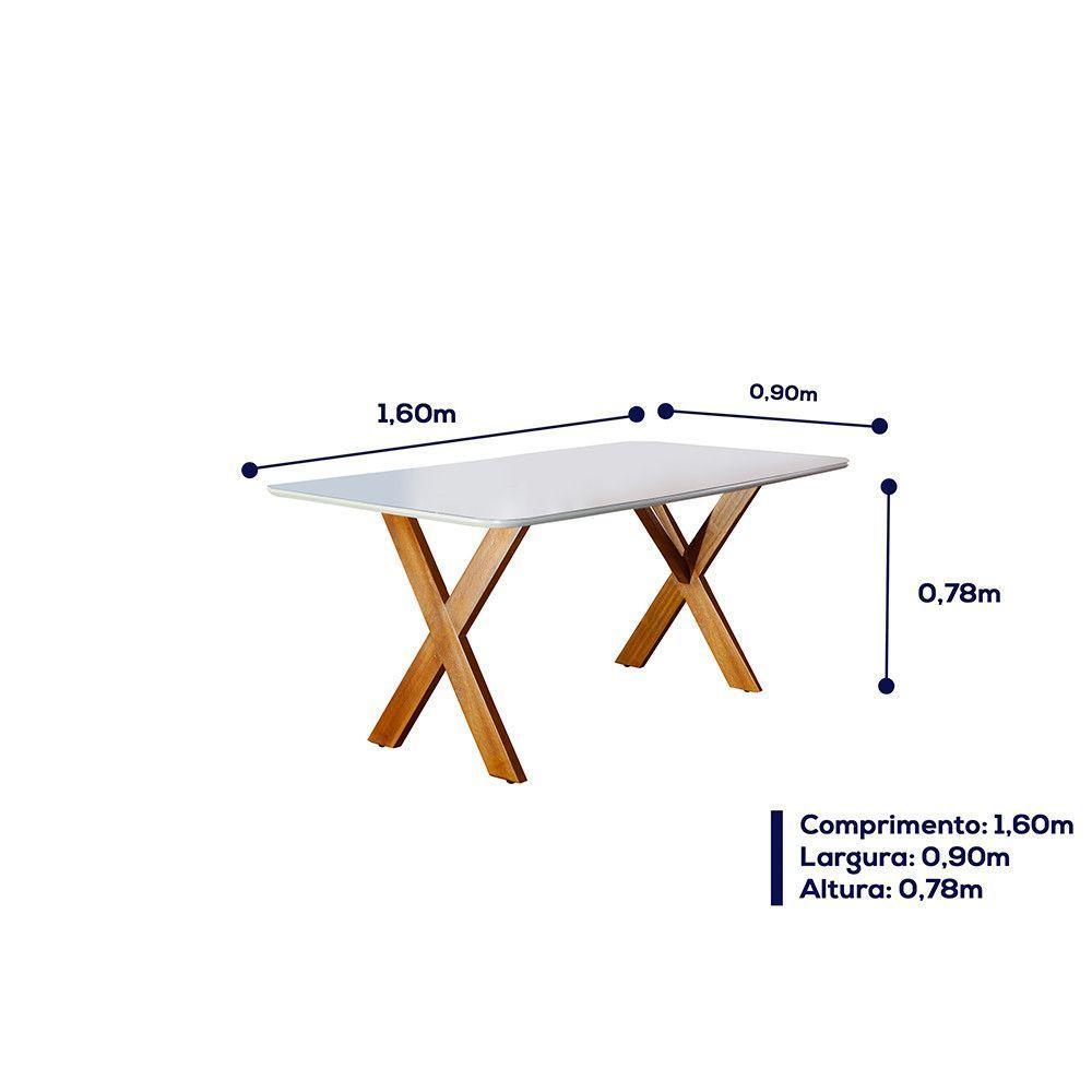 Conjunto Sala De Jantar 6 Lug Mesa E Cadeira Moveis Mundial Mel/off White/cinza - 7