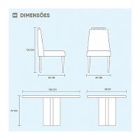 Conjunto Sala De Jantar 6 Lug Mesa E Cadeira Moveis Mundial Mel/off White/cinza - 8