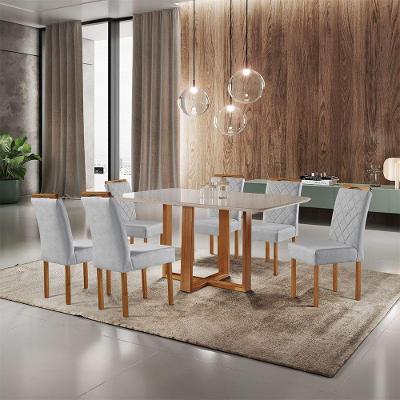 Conjunto De Jantar 6 Lugares Califórnia Móveis Mundial Off White/cinamomo