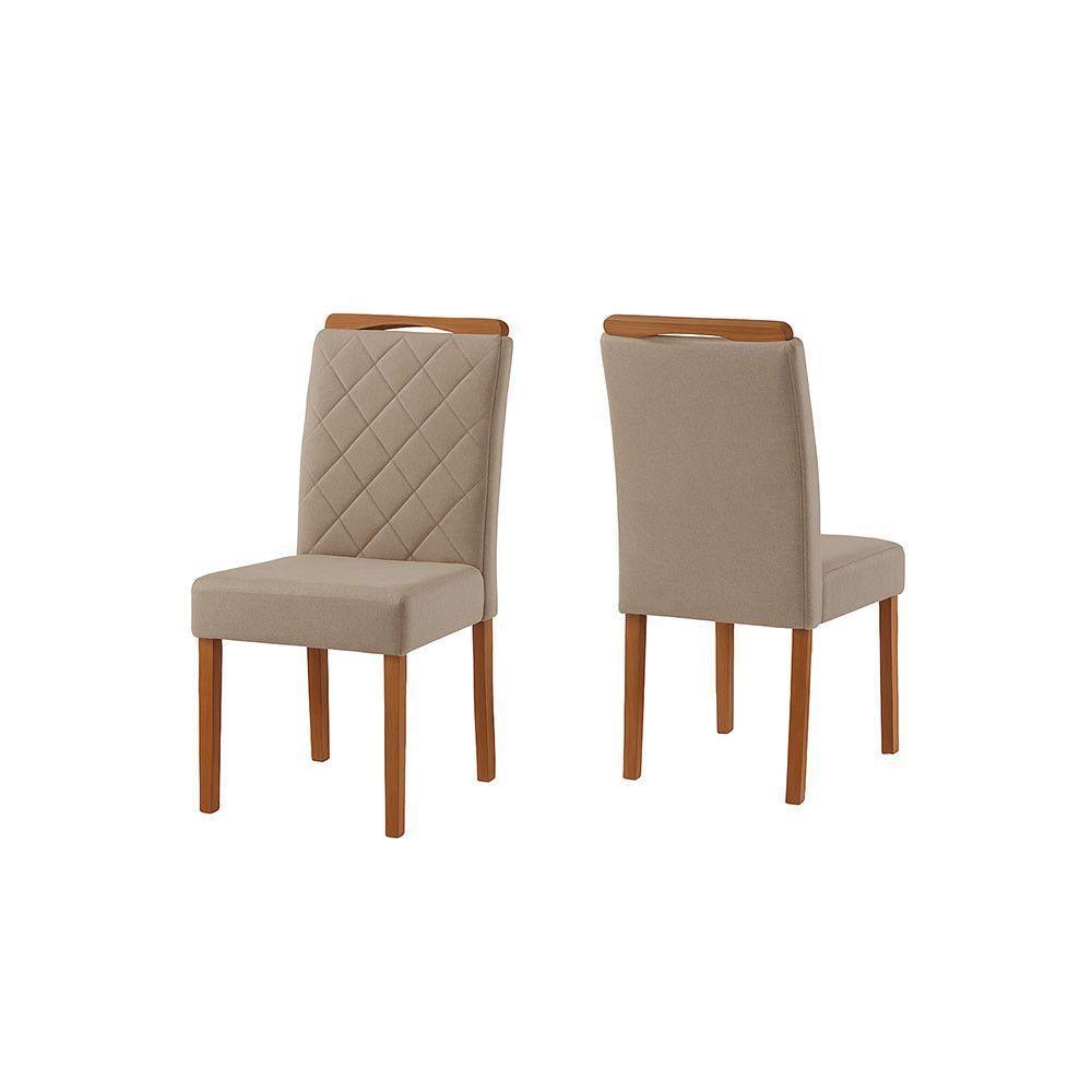 Conjunto De Jantar 6 Lugares Mesa E Cadeiras Móveis Mundial Mel/off White/ Bege Areia - 5