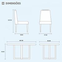 Conjunto De Jantar 6 Lugares Mesa E Cadeiras Móveis Mundial Mel/off White/ Bege Areia