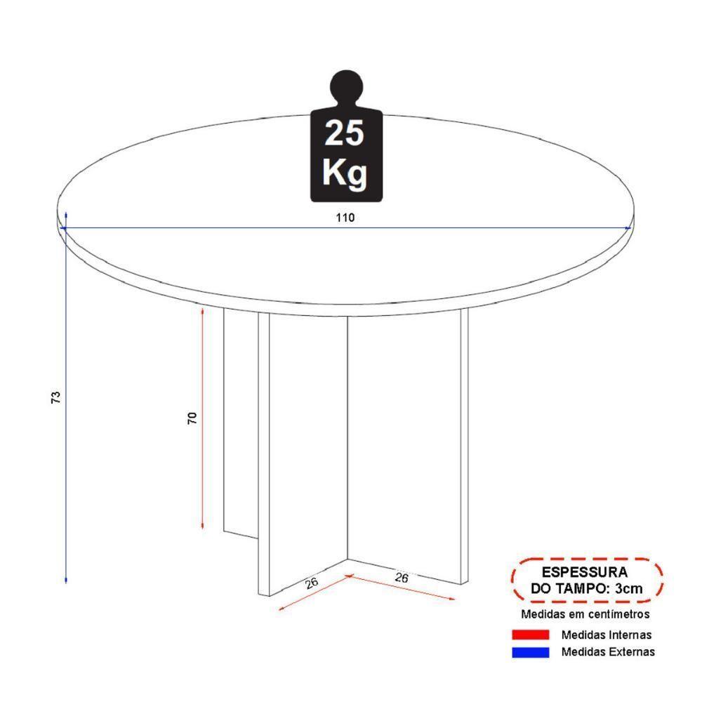 Mesa Escritório De Reunião 110cm Redonda Multimóveis Cr25330 Cinza Preto - 2
