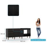 Balcão Para Pia E Cooktop Forno E Adega Mdp 2035 Menu Móveis Preto - 7