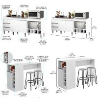 Kit Cozinha Balcão Cooktop Bancada Ilha Gourmet Menu Móveis Branco - 2