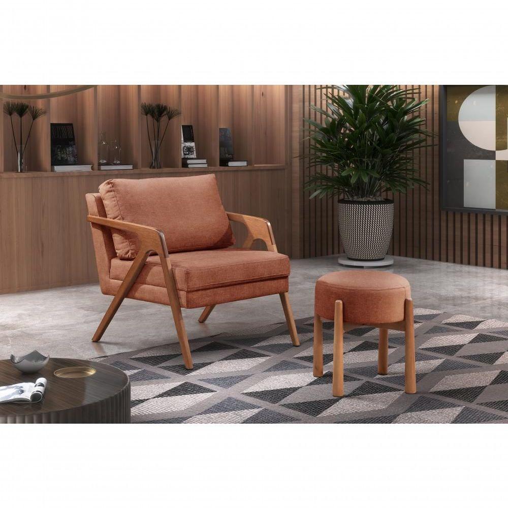 Conjunto - 2 Poltronas Mona Luxo Madeira Maciça Castellar Linho Terracota - 5