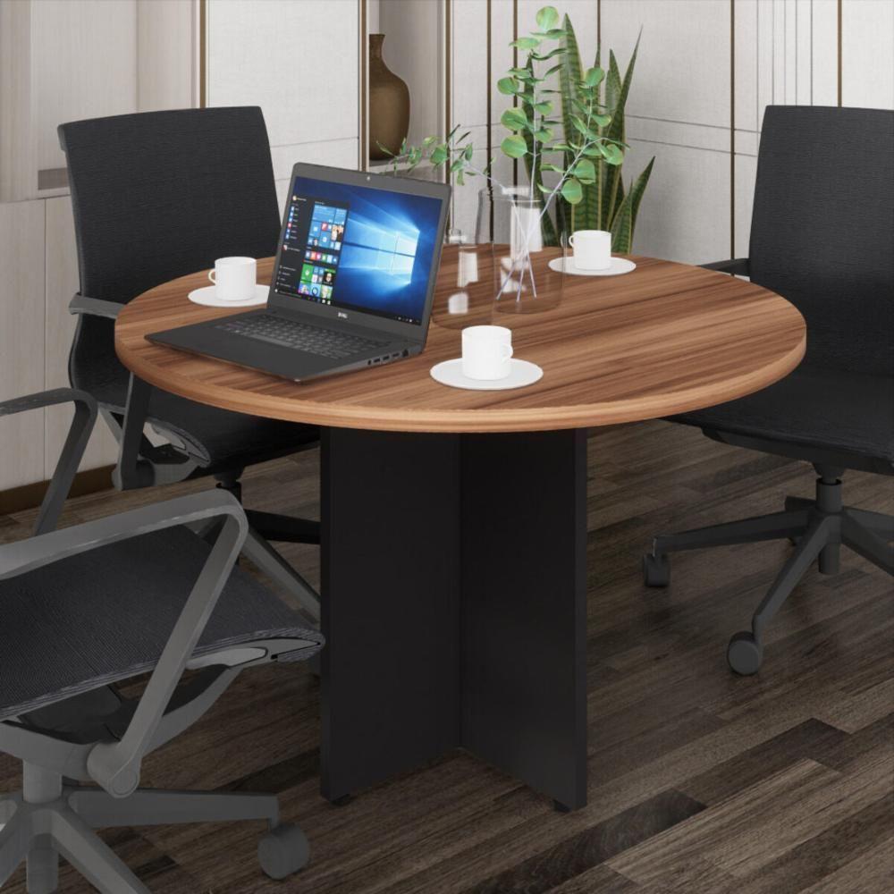 Mesa Escritório De Reunião 110cm Redonda Multimóveis Cr25330 Sevilha Preto - 1