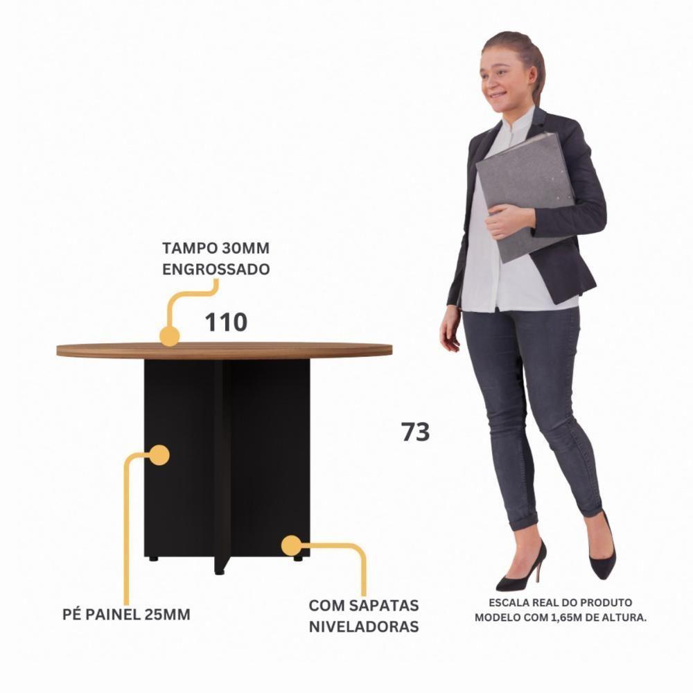Mesa Escritório De Reunião 110cm Redonda Multimóveis Cr25330 Sevilha Preto - 3