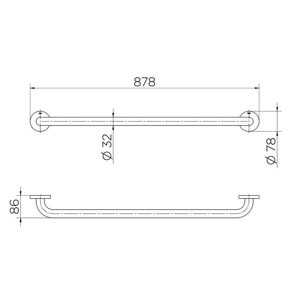 Barra De Apoio Docol Benefit 90009637156 Com 80cm ônix Preto - 2