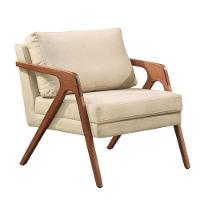 Conjunto - 2 Poltronas Mona Luxo Madeira Maciça Castellar Veludo Bege Claro