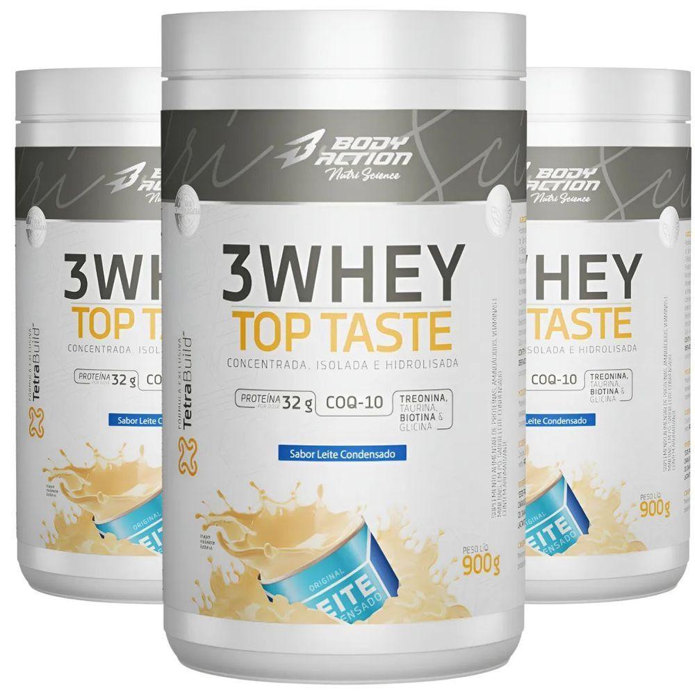Combo 3 3whey Top Taste 900g Concentrado Isolado Hidrolisada Sabor Leite Condensado - 1