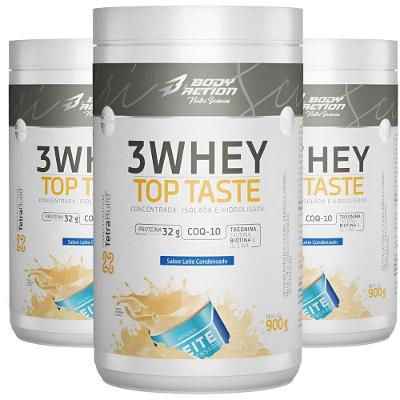 Combo 3 3whey Top Taste 900g Concentrado Isolado Hidrolisada Sabor Leite Condensado