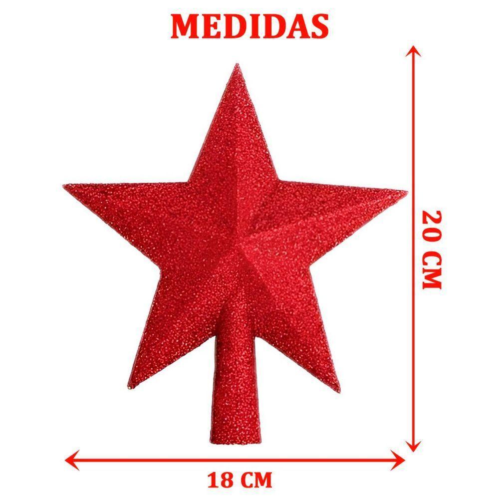 Decoração Enfeite De Natal Estrela Vermelho Natalina 20cm - 2