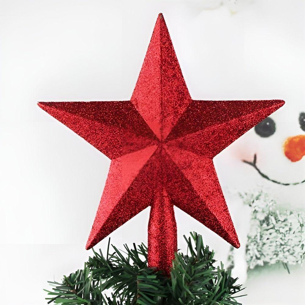 Decoração Enfeite De Natal Estrela Vermelho Natalina 20cm - 3