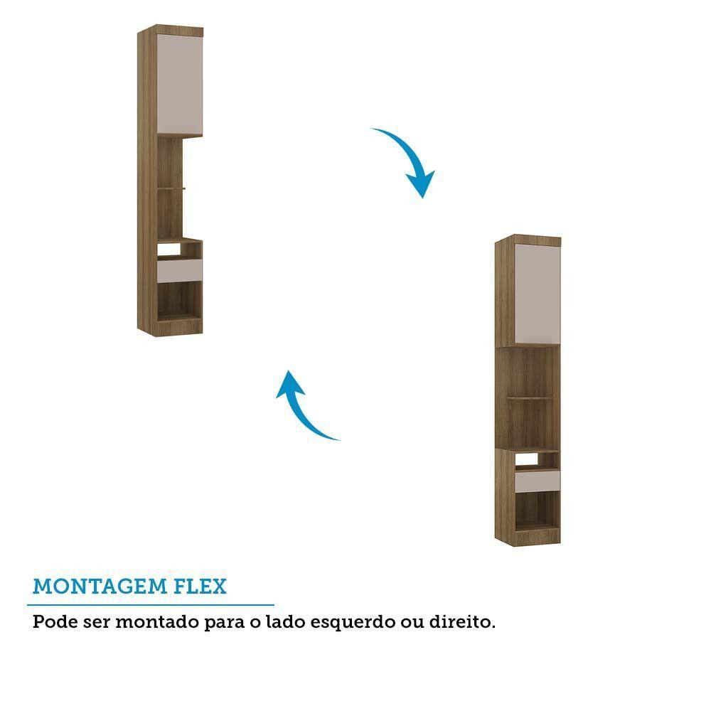 Mesa De Cabeceira Alta 1 Porta 1 Gaveta 38cm Veneza Luciane Móveis Avelã Pf/cinammon Pf - 4