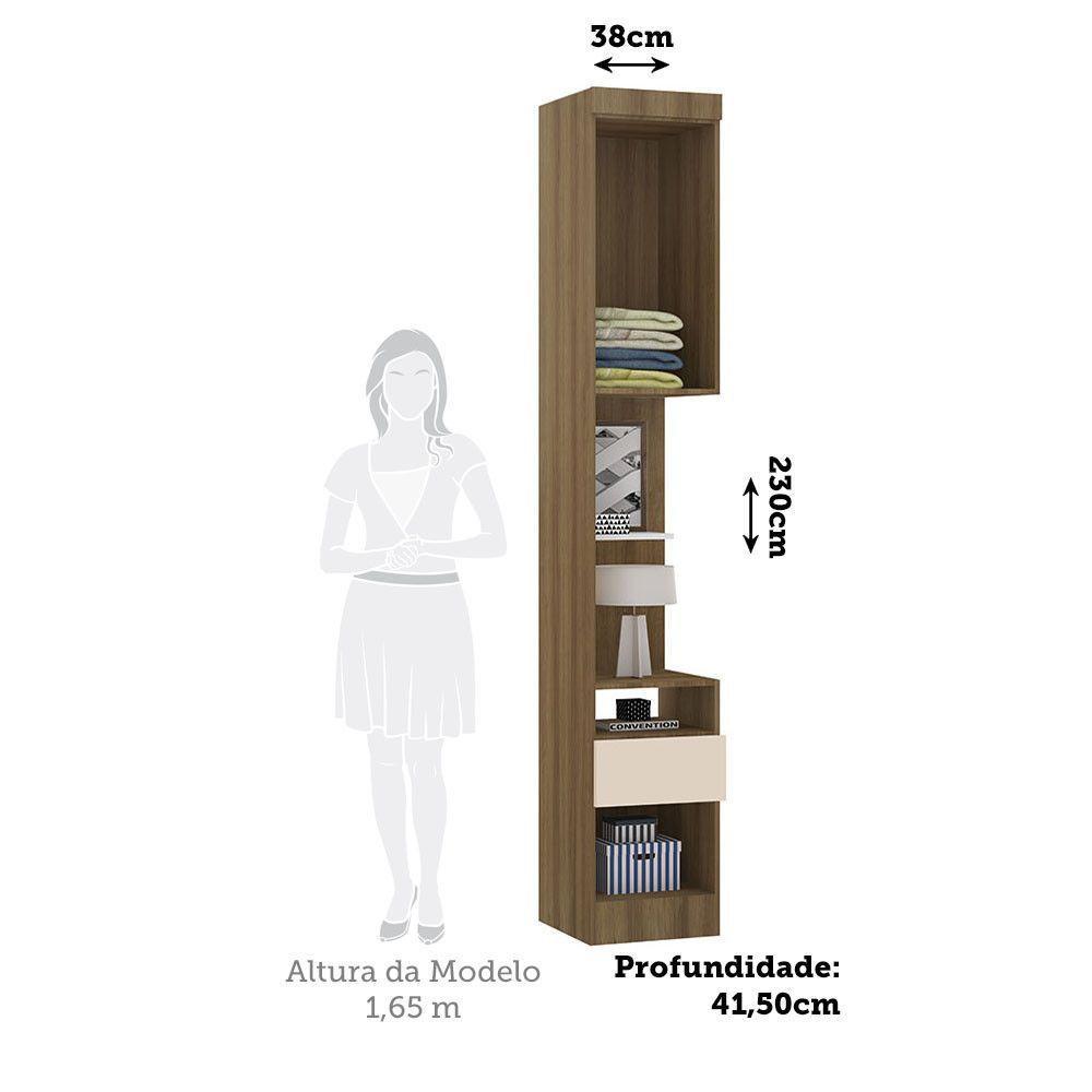 Mesa De Cabeceira Alta 1 Porta 1 Gaveta 38cm Veneza Luciane Móveis Avelã Pf/arenas Pf - 3