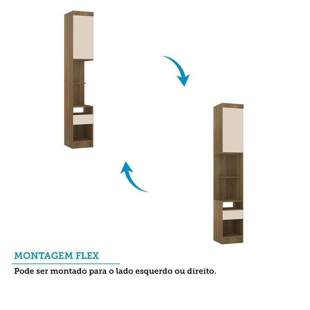 Mesa De Cabeceira Alta 1 Porta 1 Gaveta 38cm Veneza Luciane Móveis Avelã Pf/arenas Pf - 4