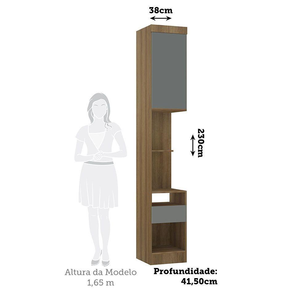 Mesa De Cabeceira Alta 1 Porta 1 Gaveta 38cm Veneza Luciane Móveis Avelã Pf/cinza Supremo Pf - 6