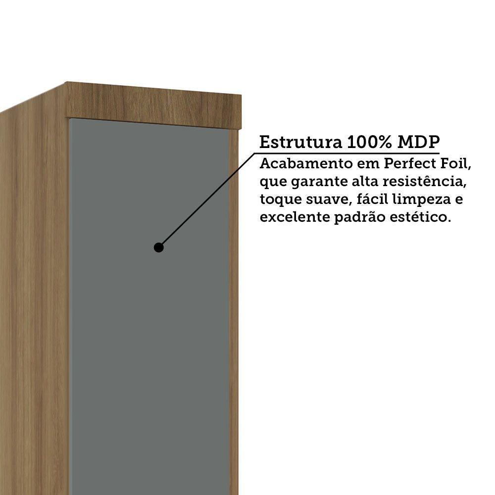 Mesa De Cabeceira Alta 1 Porta 1 Gaveta 38cm Veneza Luciane Móveis Avelã Pf/cinza Supremo Pf - 7