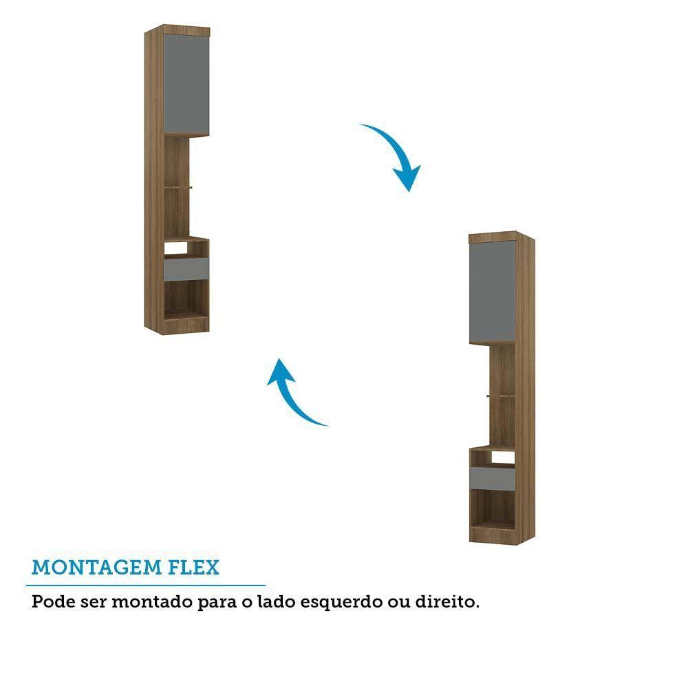 Mesa De Cabeceira Alta 1 Porta 1 Gaveta 38cm Veneza Luciane Móveis Avelã Pf/cinza Supremo Pf - 8