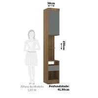 Mesa De Cabeceira Alta 1 Porta 1 Gaveta 38cm Veneza Luciane Móveis Avelã Pf/cinza Supremo Pf - 6