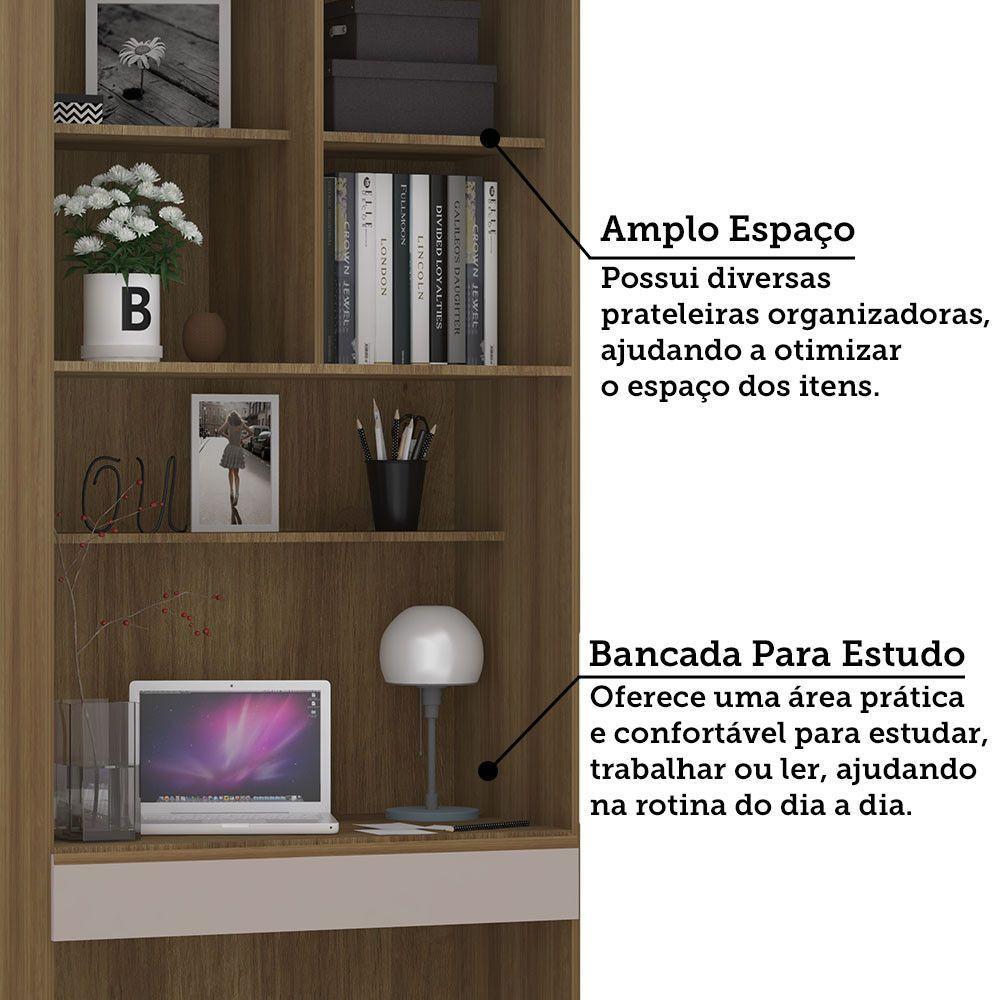 Bancada De Estudos Modulada 1 Porta 90cm Veneza Luciane Móve Avelã Pf/cinammon Pf - 7