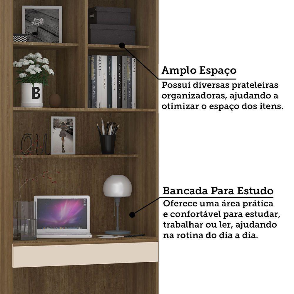 Bancada De Estudos Modulada 1 Porta 90cm Veneza Luciane Móve Avelã Pf/arenas Pf - 7