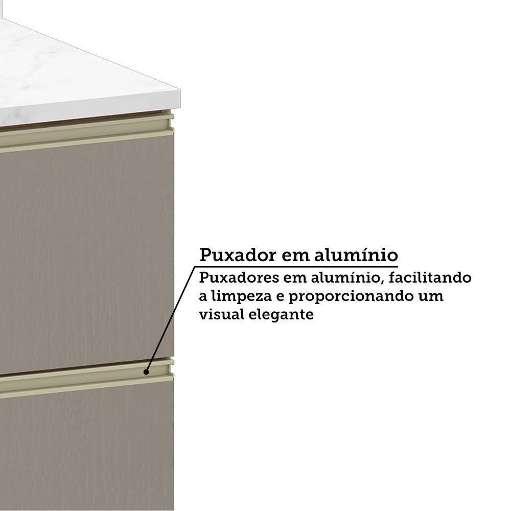 Balcão De Cozinha Com Tampo 70cm 1 Porta E 1 Gavetão Diana L Avelã/fumê - 9