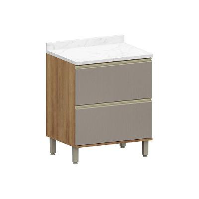 Balcão De Cozinha Com Tampo 70cm 1 Porta E 1 Gavetão Diana L Avelã/fumê