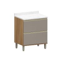 Balcão De Cozinha Com Tampo 70cm 1 Porta E 1 Gavetão Diana L Avelã/fumê - 1