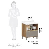 Balcão De Cozinha Com Tampo 70cm 1 Porta E 1 Gavetão Diana L Avelã/fumê - 2