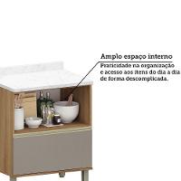 Balcão De Cozinha Com Tampo 70cm 1 Porta E 1 Gavetão Diana L Avelã/fumê - 7