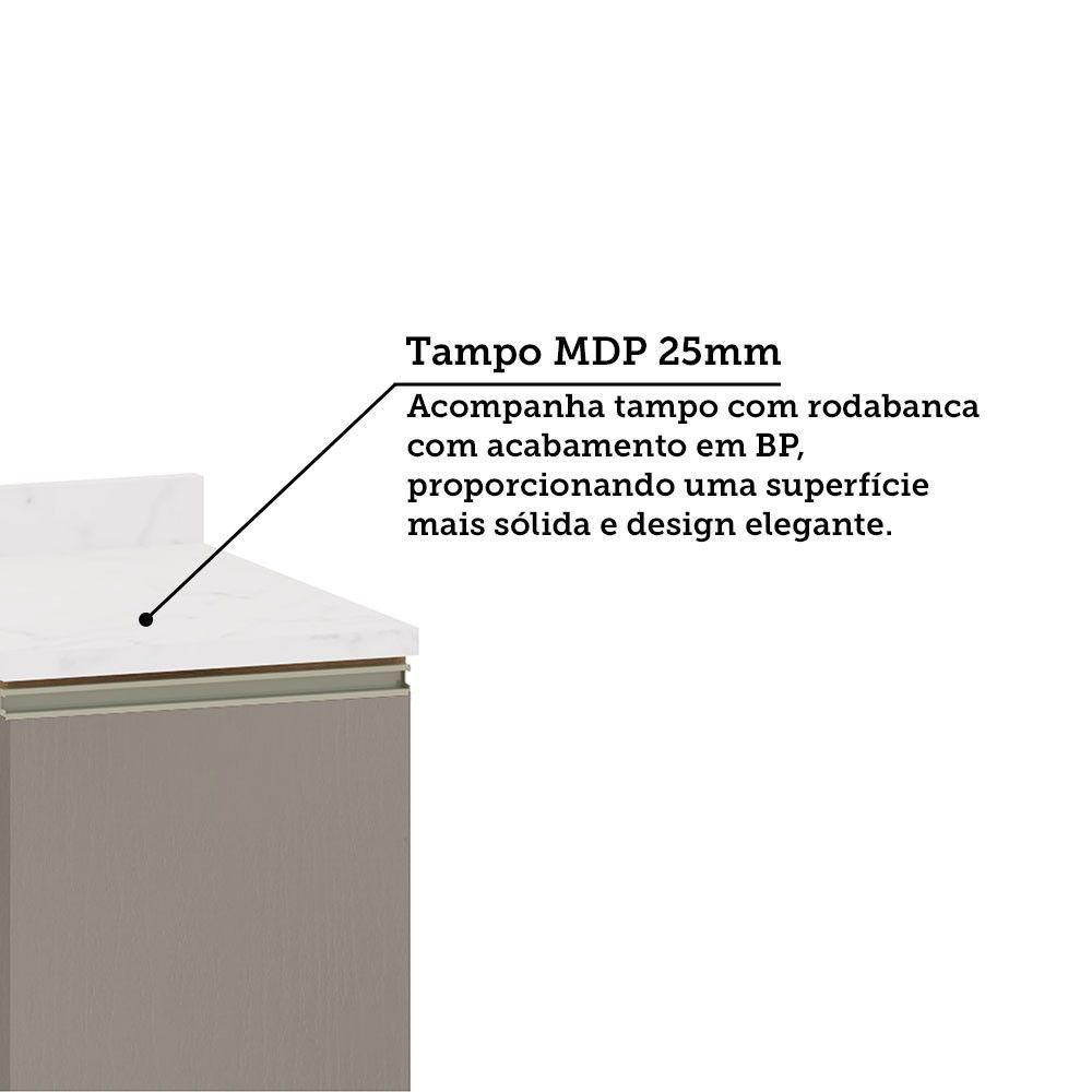 Balcão De Cozinha Com Tampo 40cm 1 Porta Diana Luciane Móvei Avelã/fumê - 3