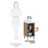 Balcão De Cozinha Com Tampo 40cm 1 Porta Diana Luciane Móvei Avelã/fumê - 6