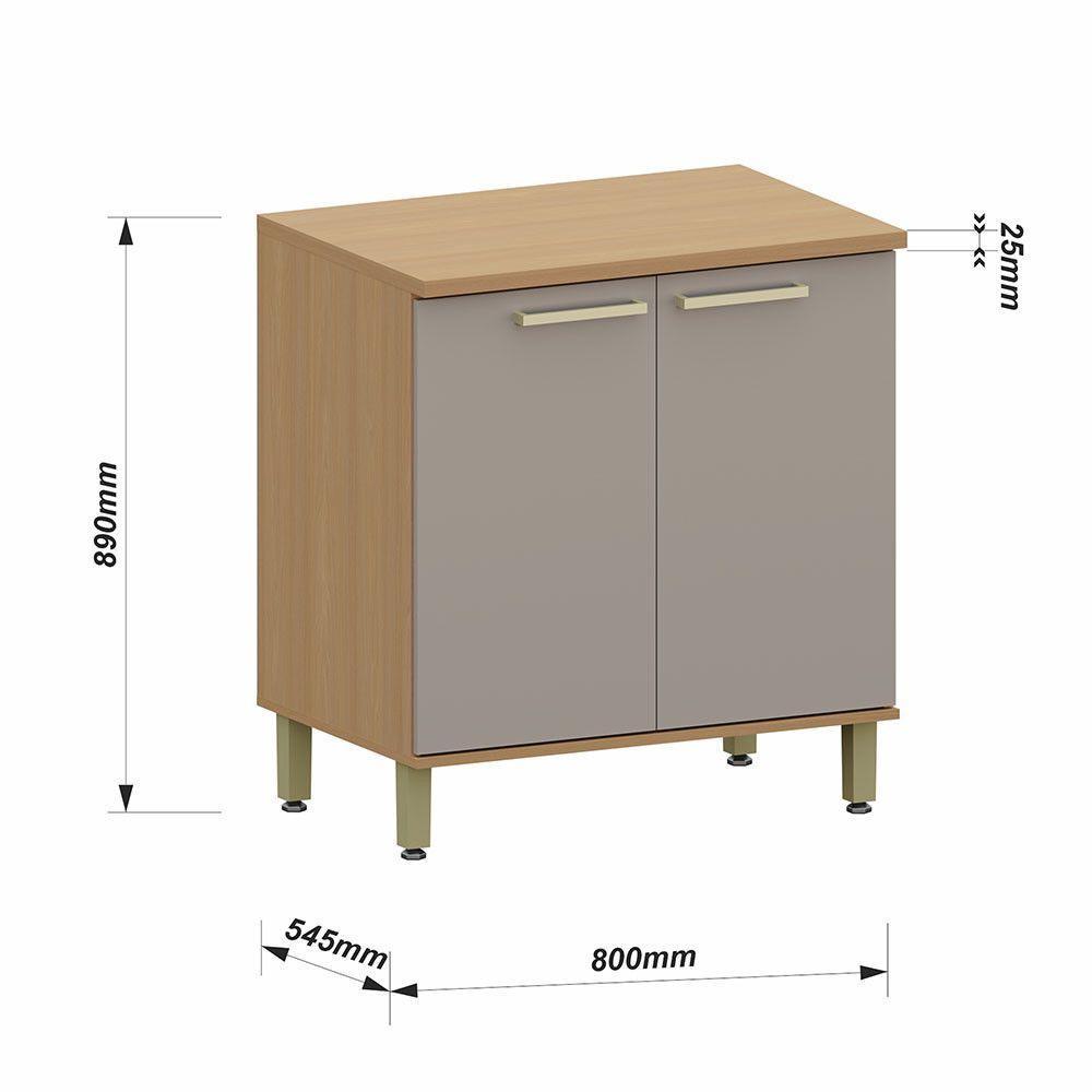 Balcão De Cozinha 2 Pts Tampo 80cm Duna Luciane Móveis Freijó/cinammon - 3