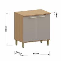 Balcão De Cozinha 2 Pts Tampo 80cm Duna Luciane Móveis Freijó/cinammon - 3
