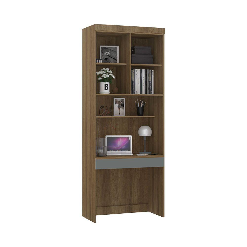 Bancada De Estudos Modulada 1 Porta 90cm Veneza Luciane Móve Avelã Pf/cinza Supremo Pf - 2