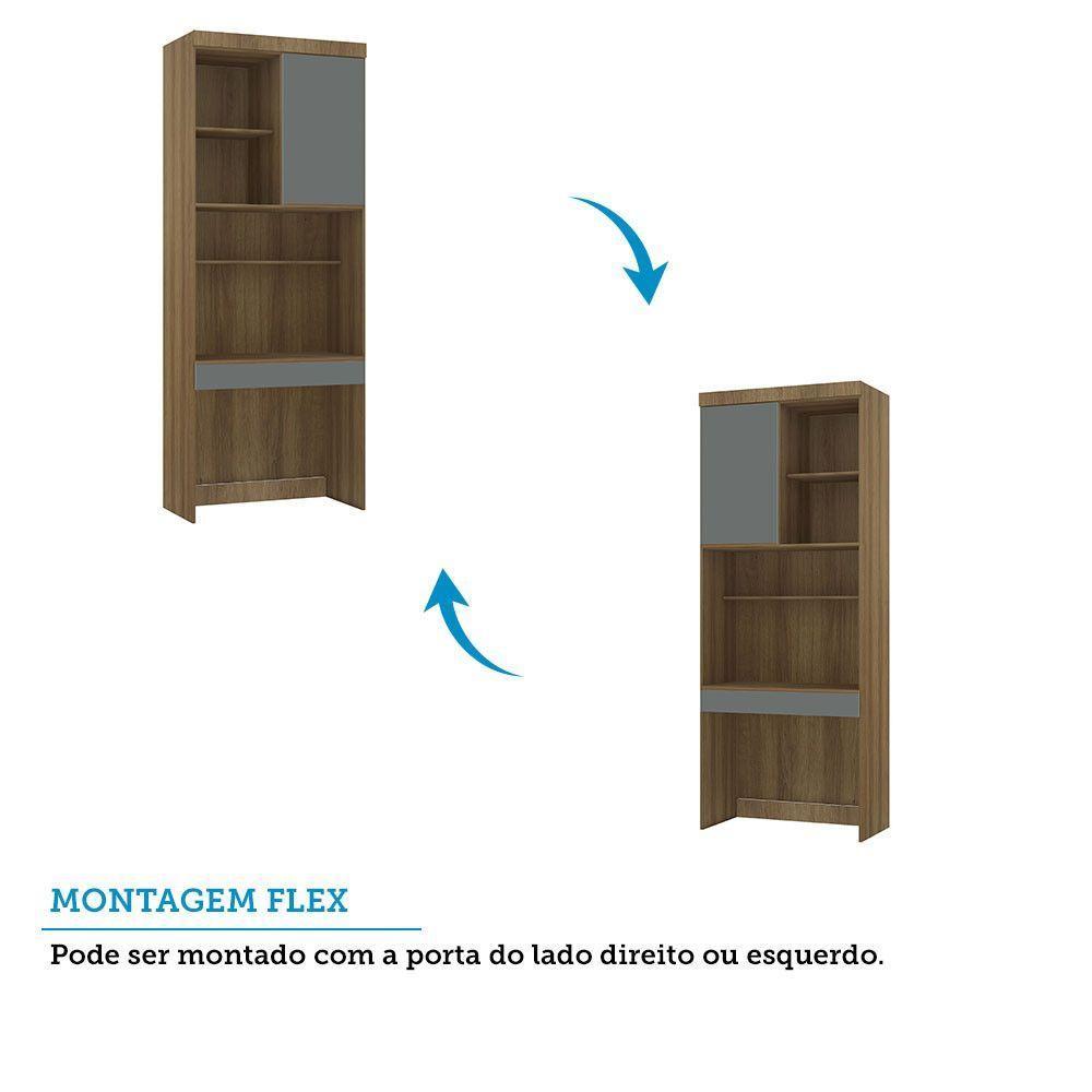 Bancada De Estudos Modulada 1 Porta 90cm Veneza Luciane Móve Avelã Pf/cinza Supremo Pf - 4