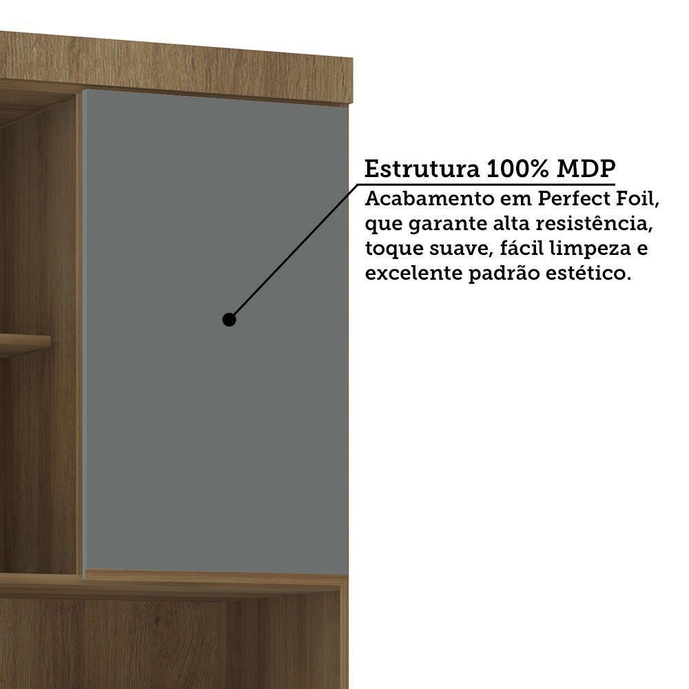 Bancada De Estudos Modulada 1 Porta 90cm Veneza Luciane Móve Avelã Pf/cinza Supremo Pf - 5