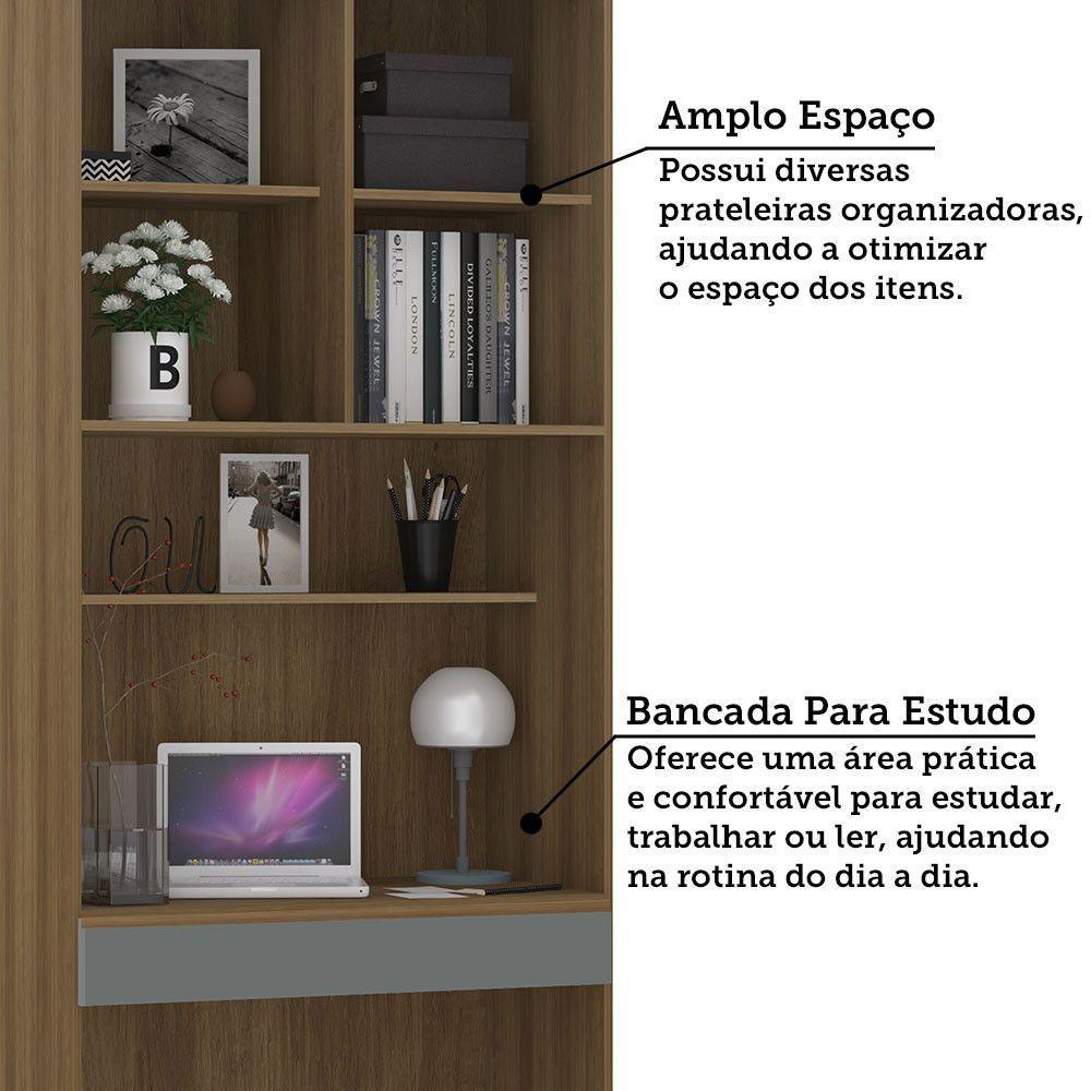 Bancada De Estudos Modulada 1 Porta 90cm Veneza Luciane Móve Avelã Pf/cinza Supremo Pf - 6