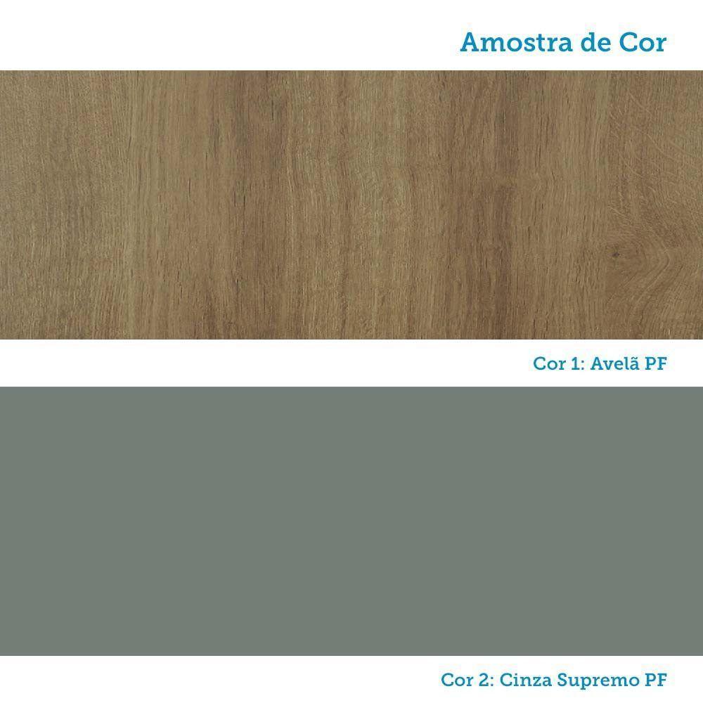 Bancada De Estudos Modulada 1 Porta 90cm Veneza Luciane Móve Avelã Pf/cinza Supremo Pf - 10